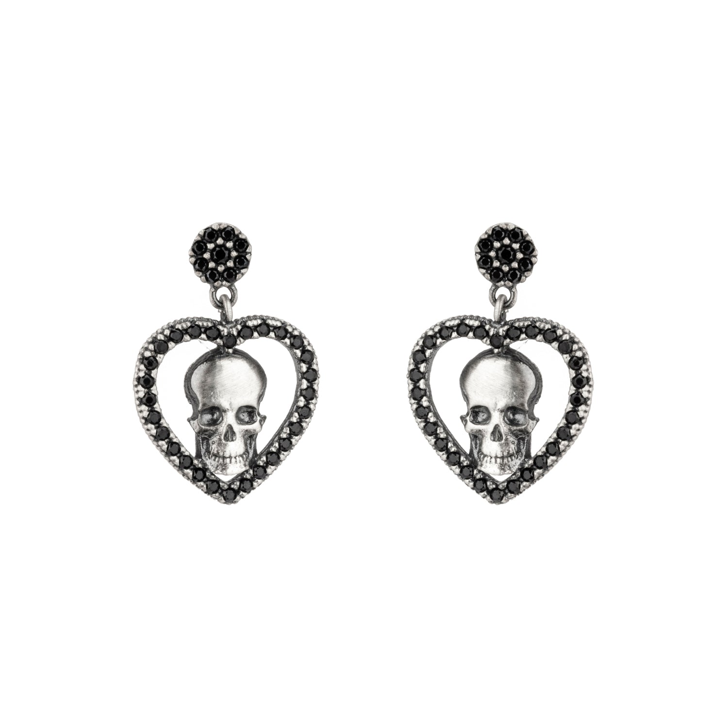 Pendientes Plata Corazón Calavera