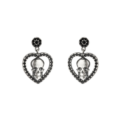 Pendientes Plata Corazón Calavera