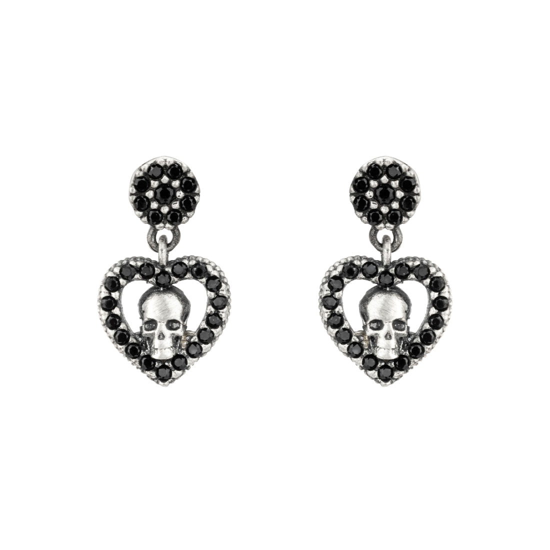 Pendientes Plata Corazón Calavera Pequeño