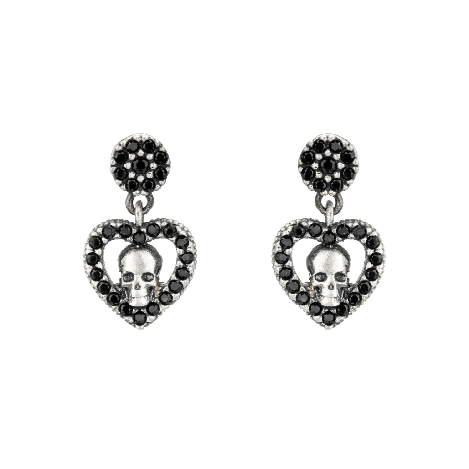 Pendientes Plata Corazón Calavera Pequeño