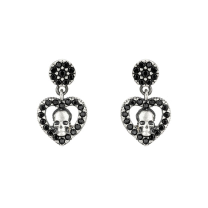 Pendientes Plata Corazón Calavera Pequeño