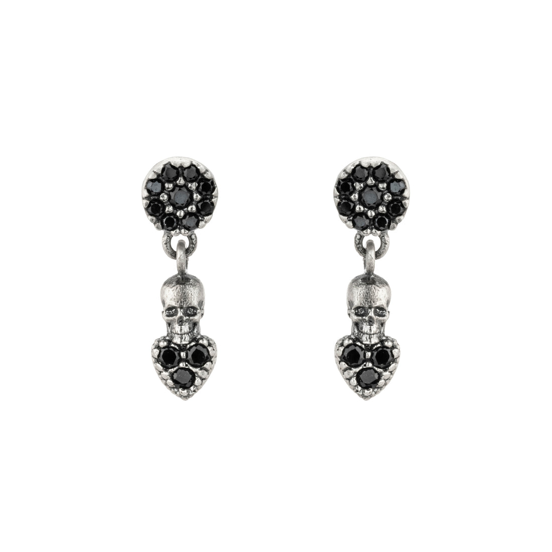Pendientes Plata Corazón Calavera Mini