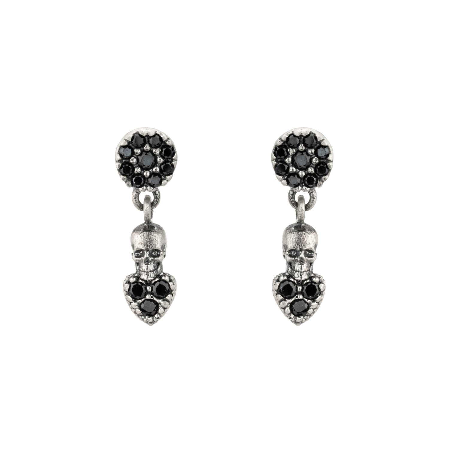 Pendientes Plata Corazón Calavera Mini