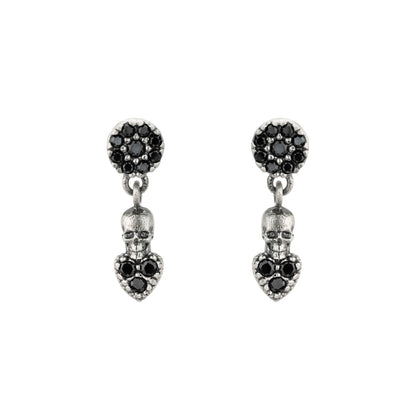 Pendientes Plata Corazón Calavera Mini