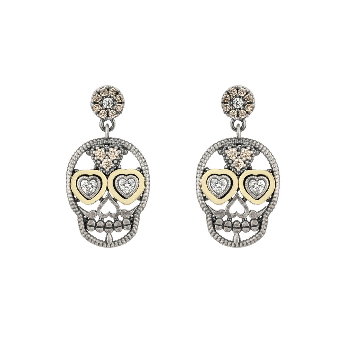 Pendientes Plata y Bronce Calavera
