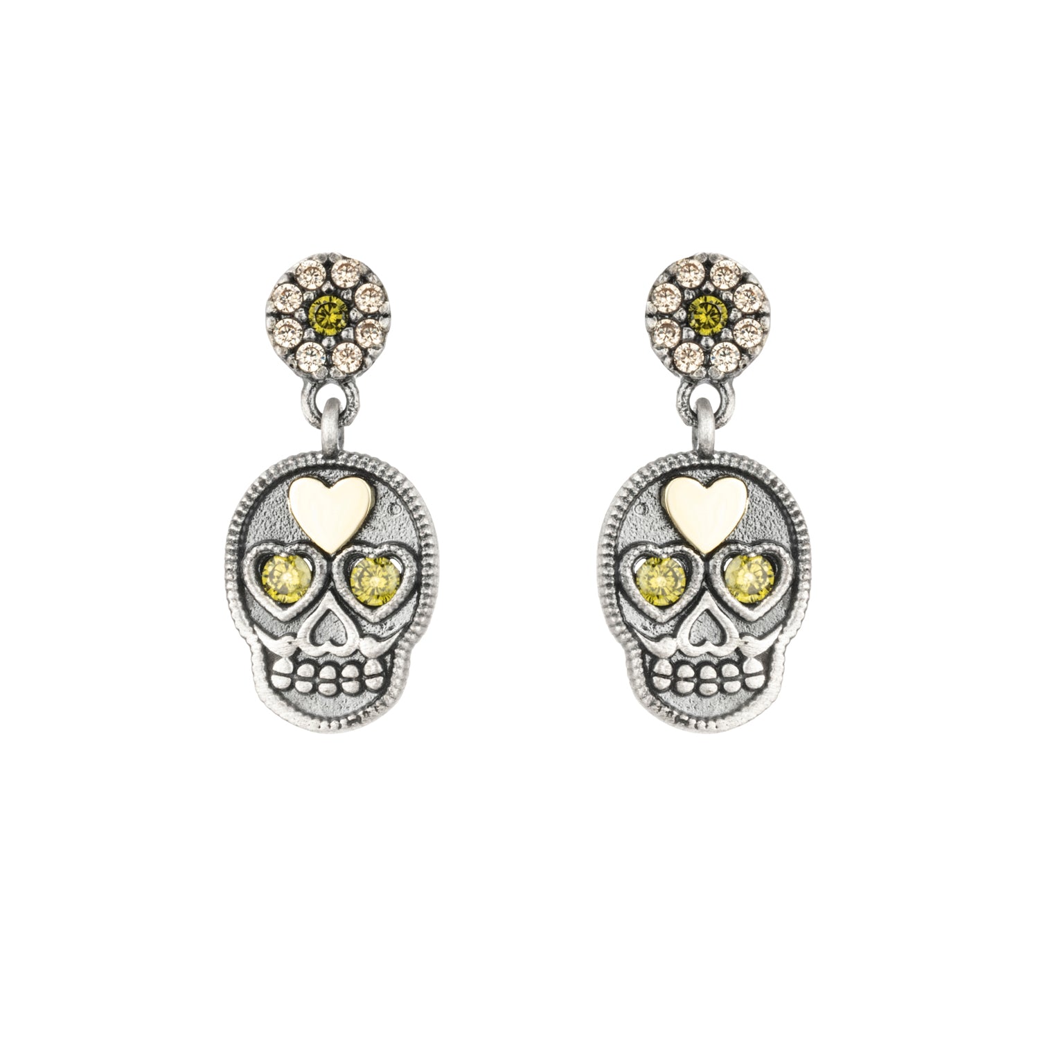Pendientes Plata y Bronce Calavera Pequeños