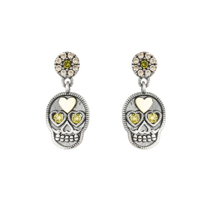 Pendientes Plata y Bronce Calavera Pequeños