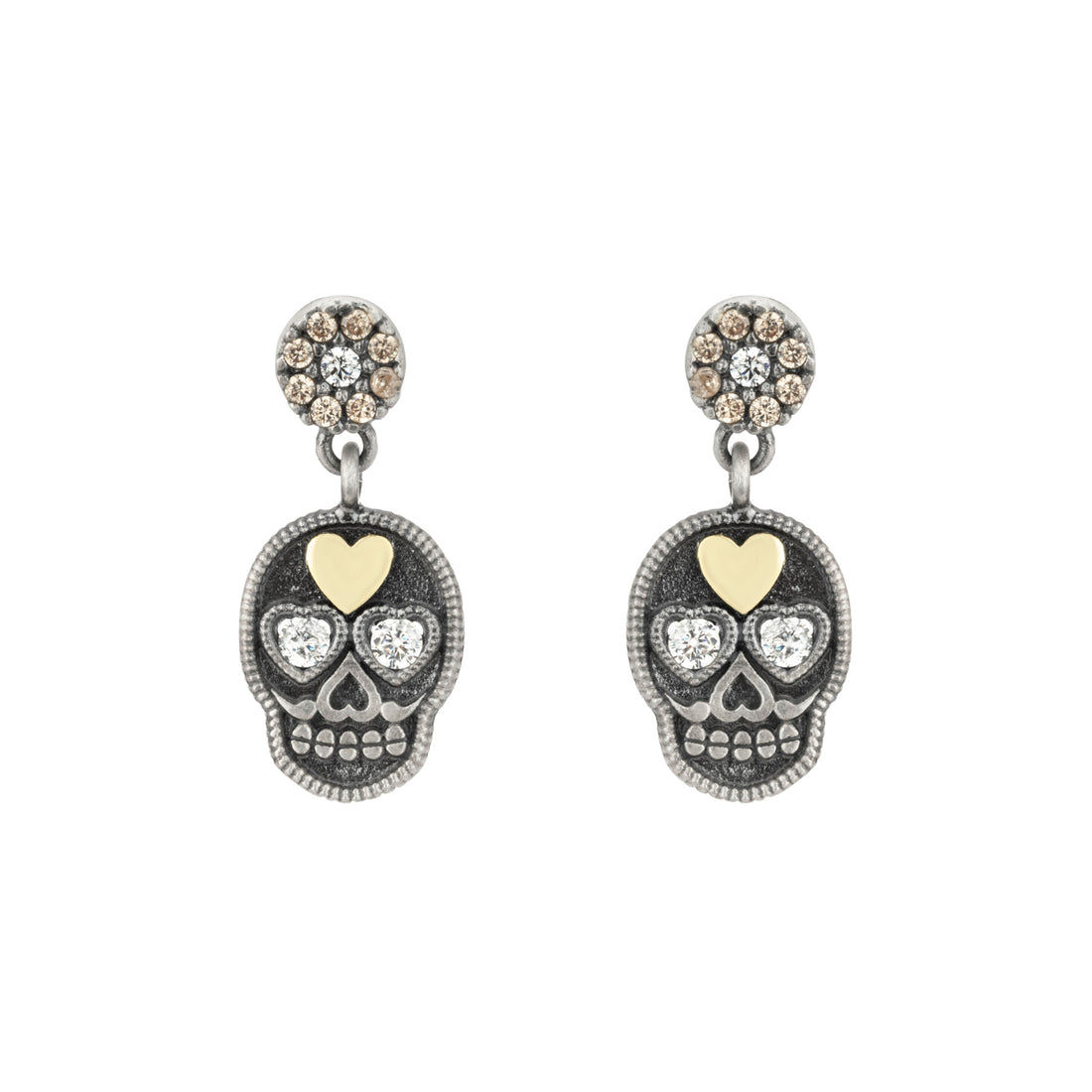 Pendientes Plata y Bronce Calavera Pequeños