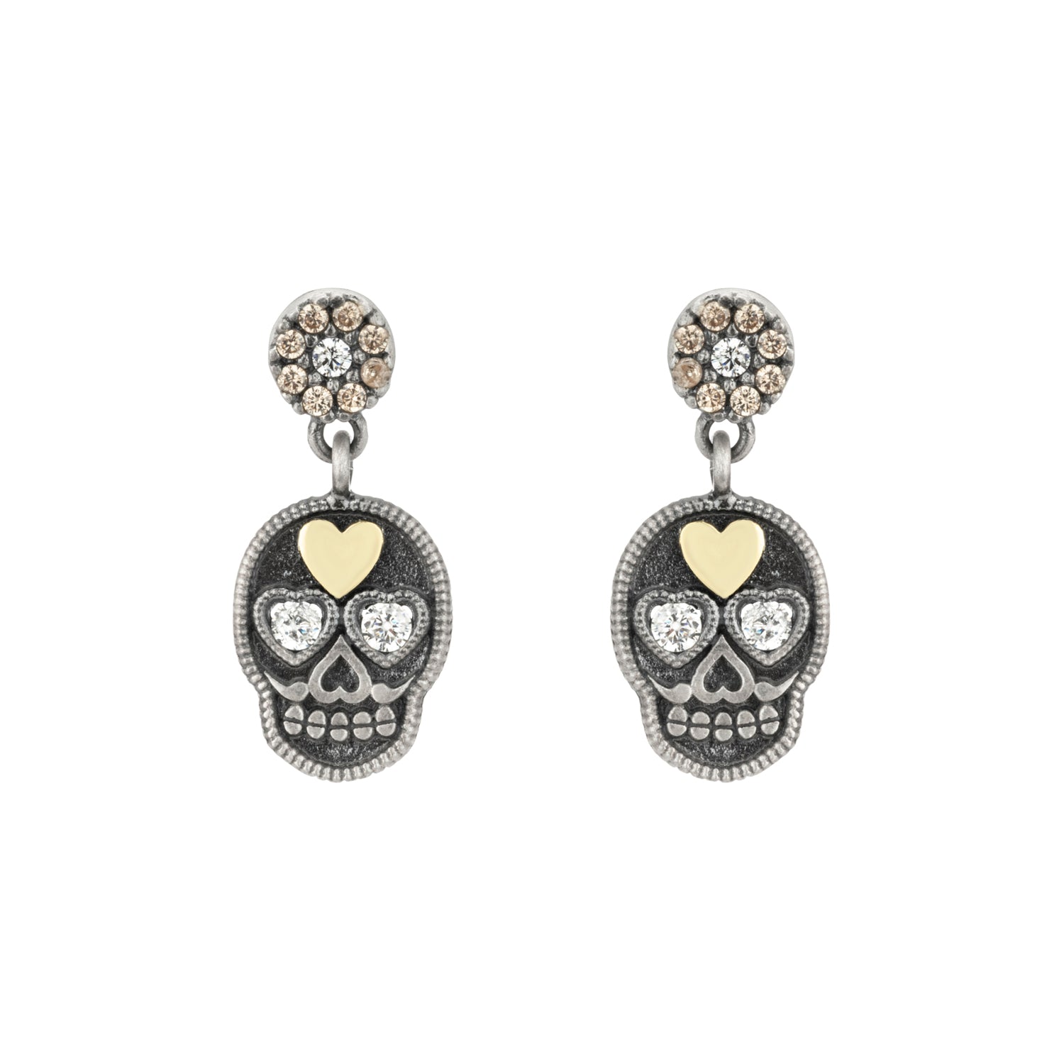 Pendientes Plata y Bronce Calavera Pequeños