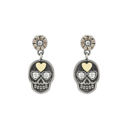 Pendientes Plata y Bronce Calavera Pequeños