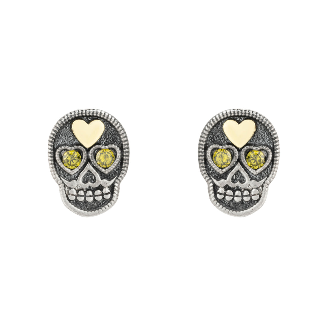 Pendientes Botón Plata Calavera
