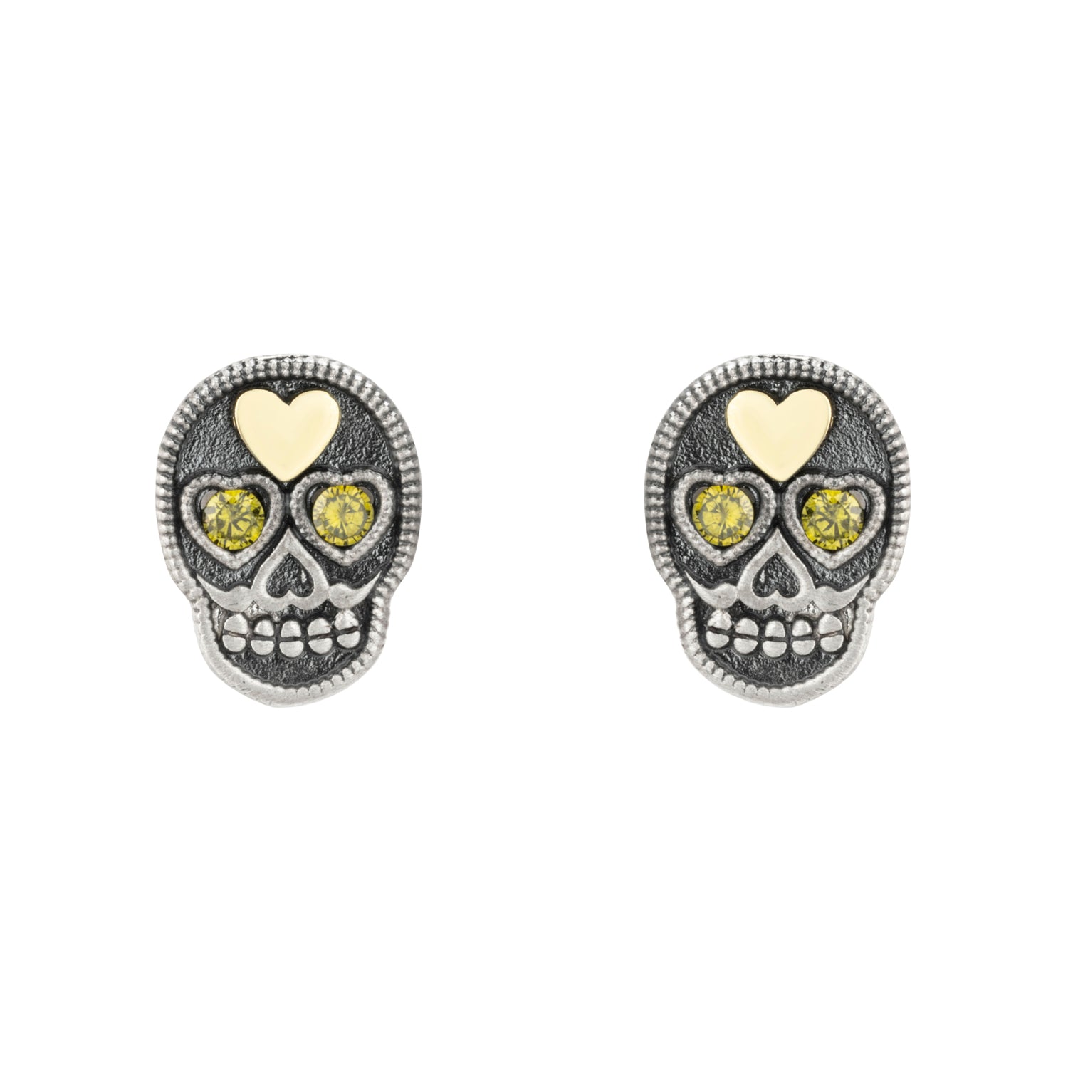Pendientes Botón Plata Calavera