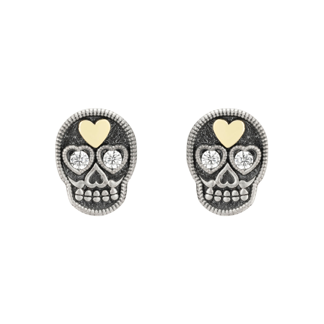 Pendientes Botón Plata Calavera