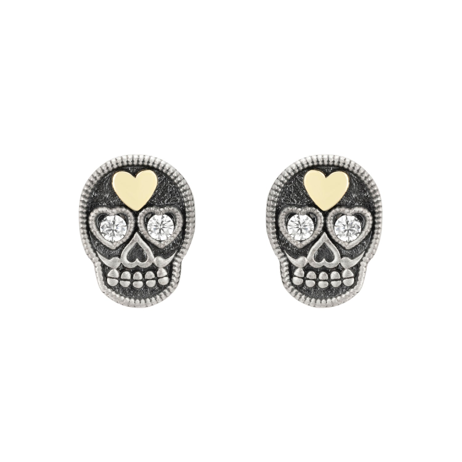 Pendientes Botón Plata Calavera