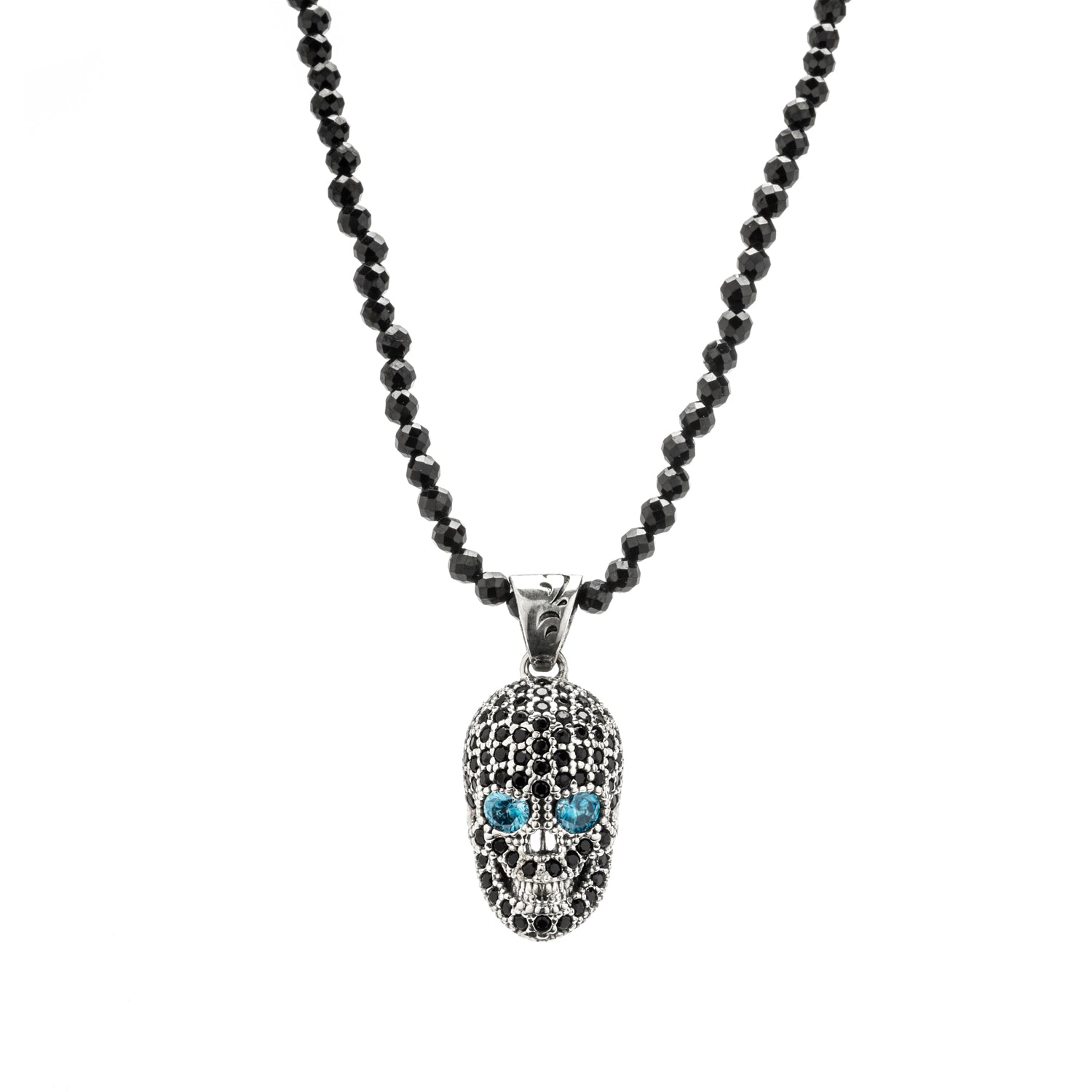 Large Silver Pendant with Spinel Skull