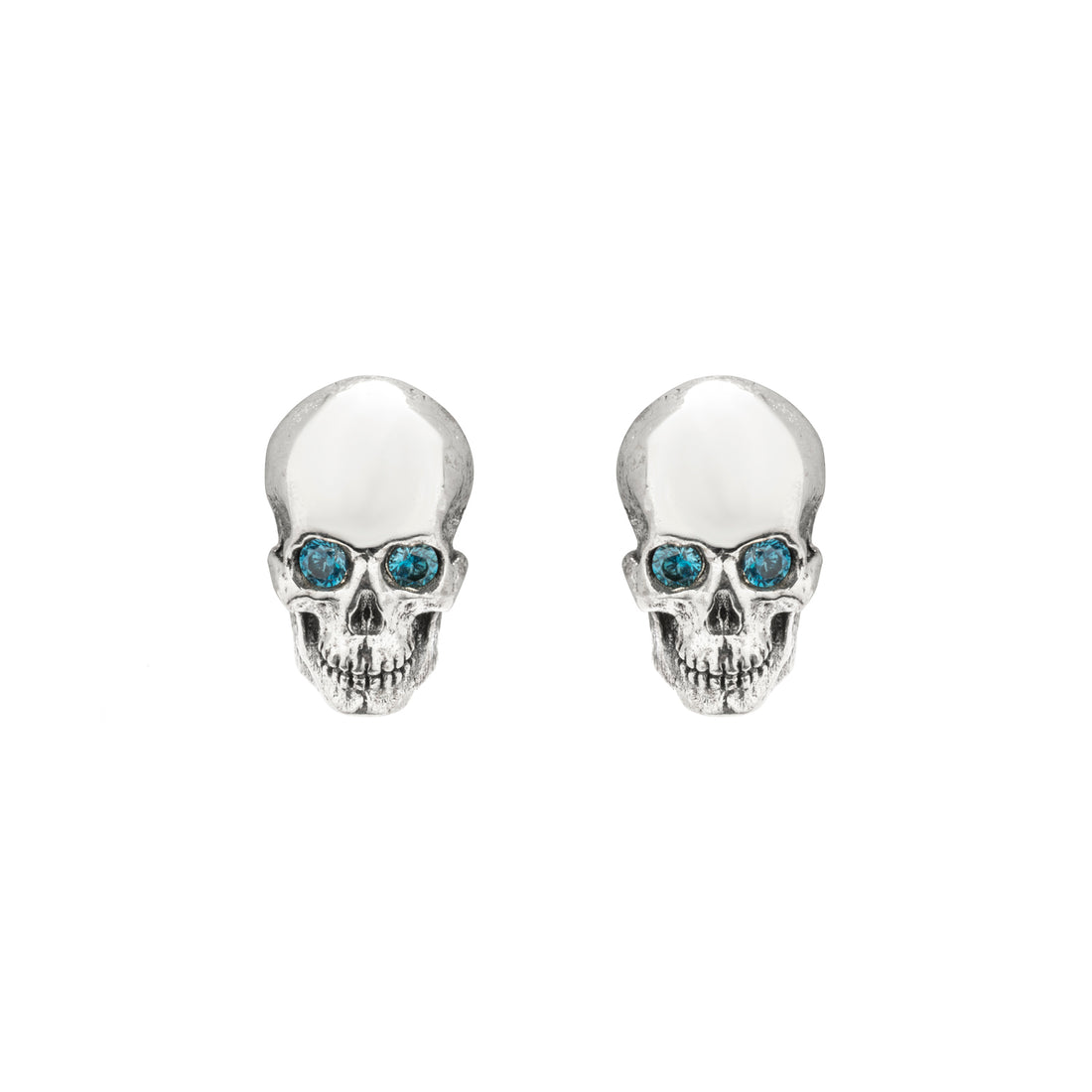 Pendientes Plata Botón Calavera