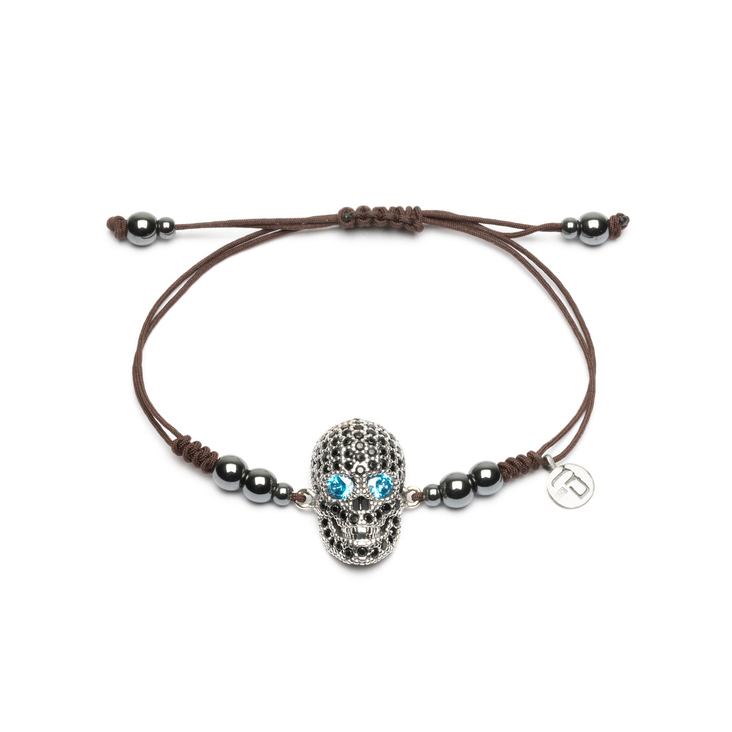 Pulsera Plata Macramé Calavera