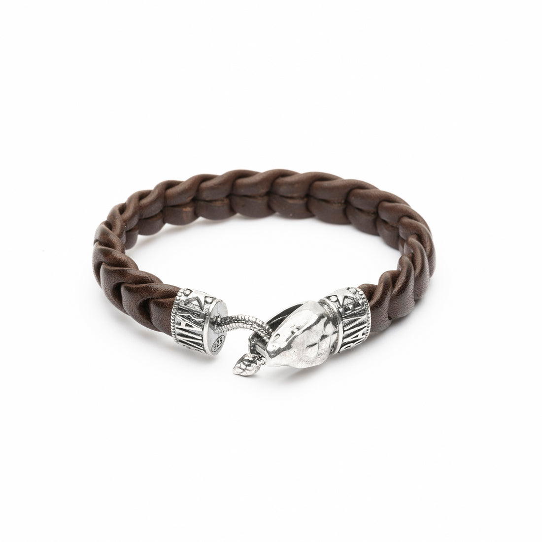Pulsera Serpiente Plata y Cuero