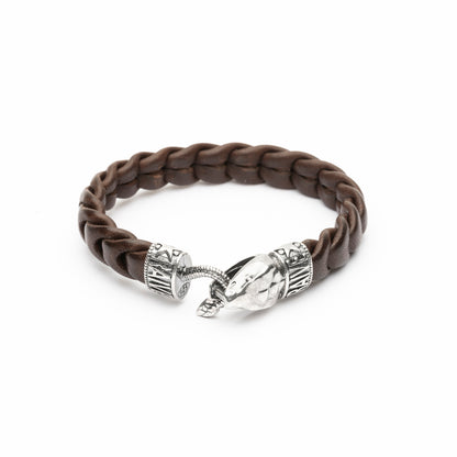 Pulsera Serpiente Plata y Cuero