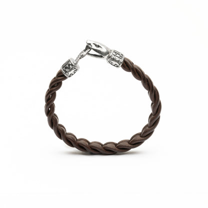 Pulsera Serpiente Plata y Cuero