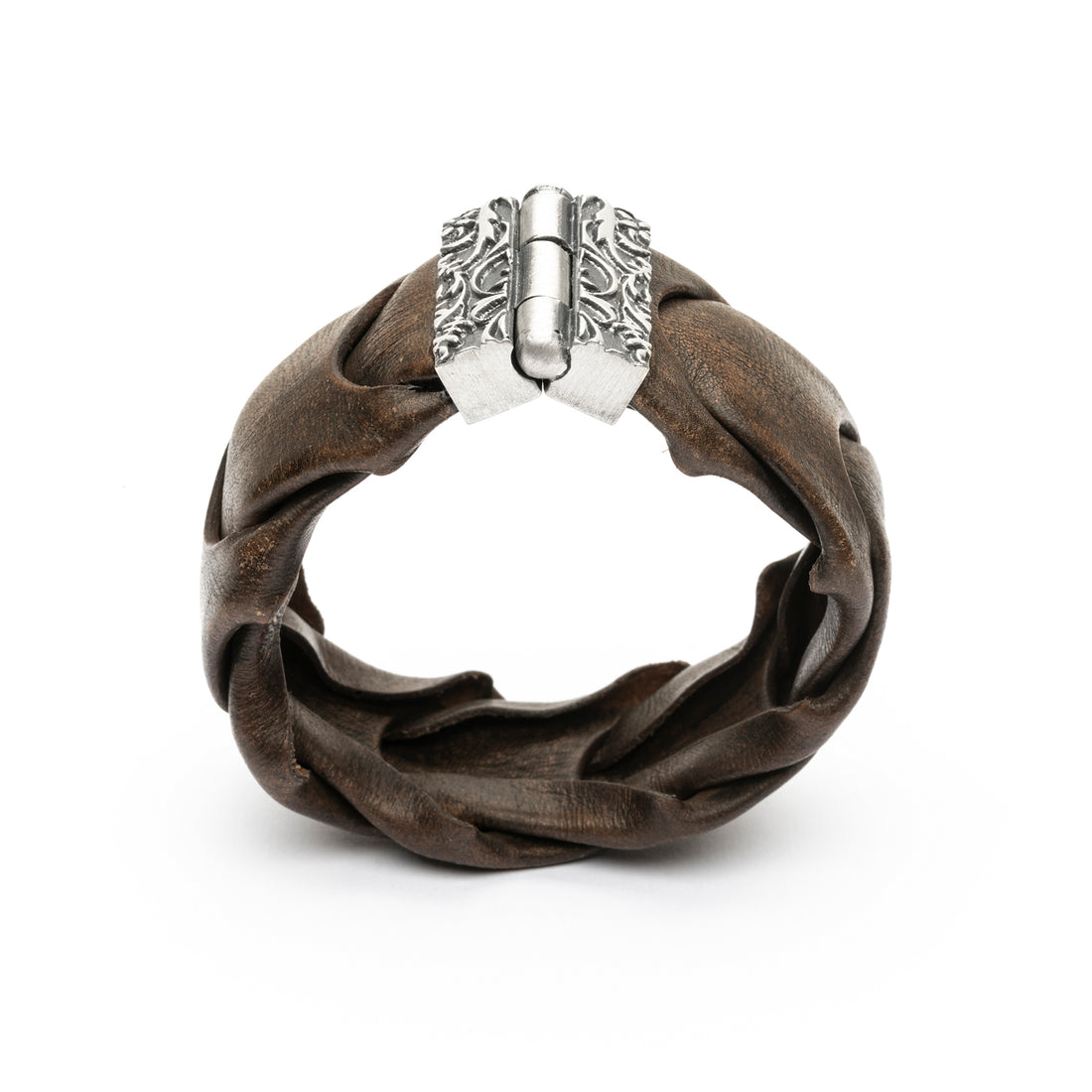 Pulsera Ancha Serpiente Playa y Cuero