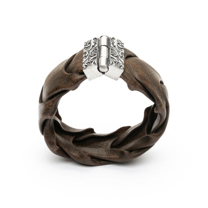 Pulsera Ancha Serpiente Playa y Cuero