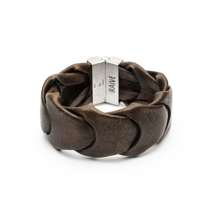 Pulsera Ancha Serpiente Playa y Cuero