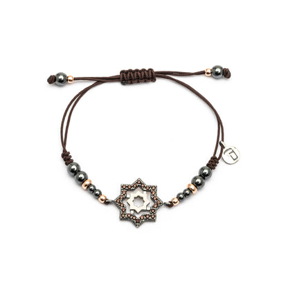 Pulsera Macramé Estrella Plata