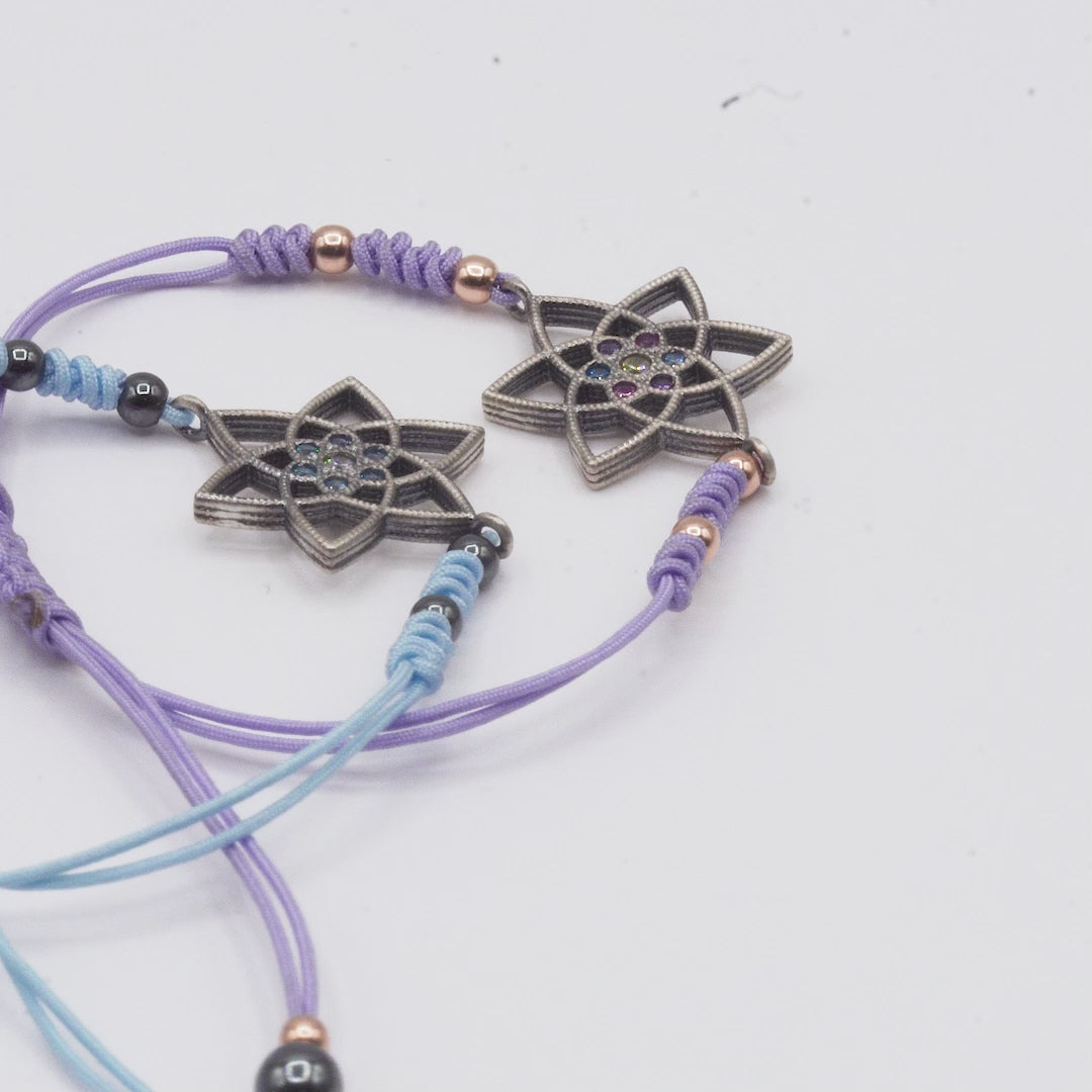 Pulsera Plata Macramé Estrella Grande