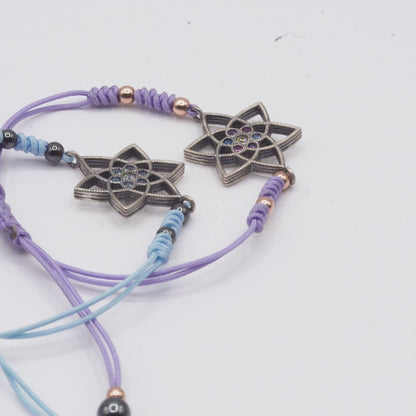 Pulsera Plata Macramé Estrella Grande