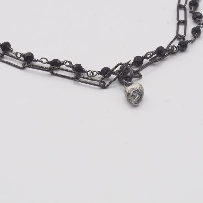 Pulsera Plata Calavera Rosario