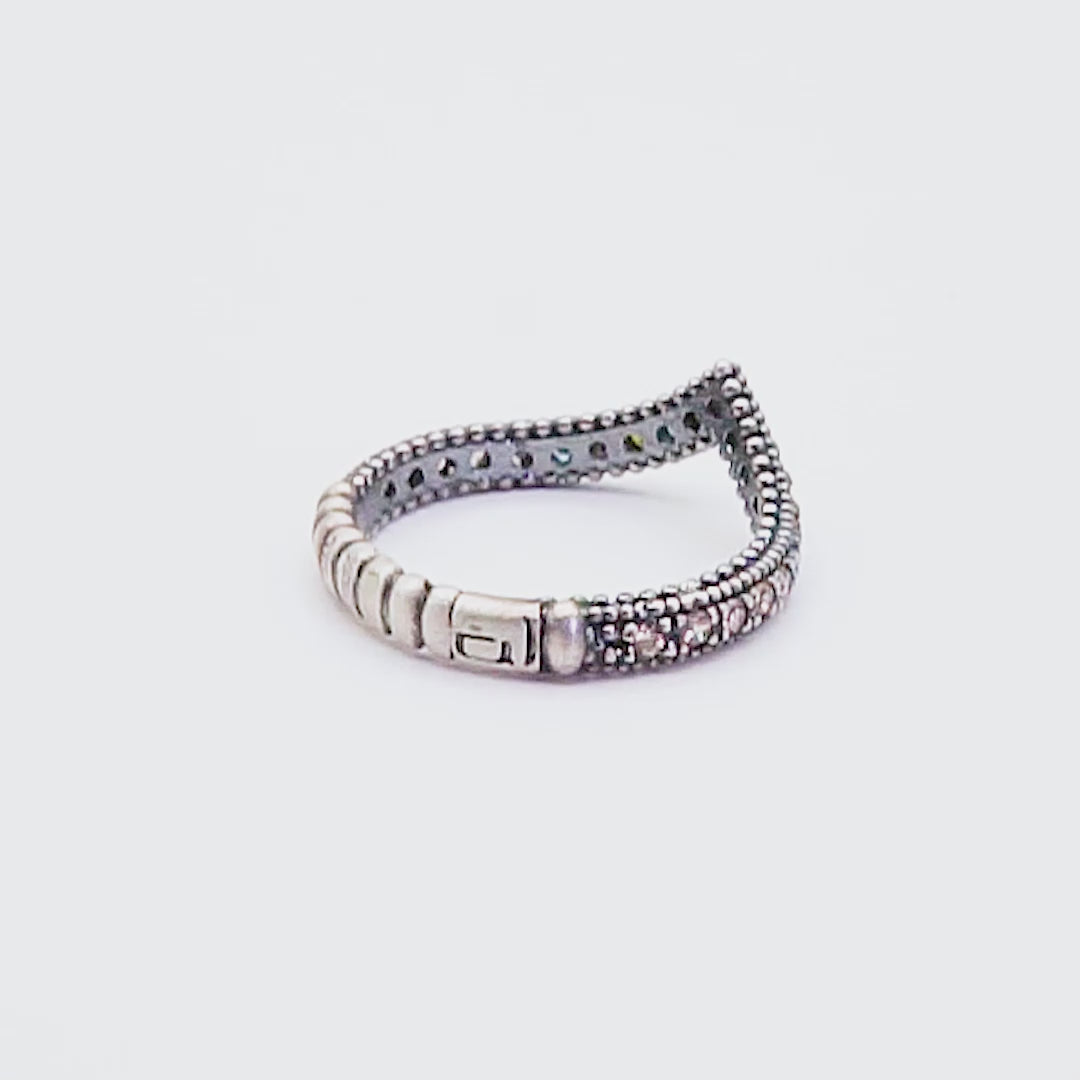 FAT-53 ANILLO PLATA FÁTIMA, CIRCONITAS TOPACIO, VERDE OSCURO