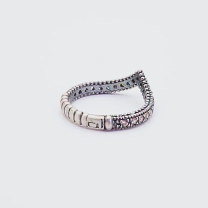 FAT-53 ANILLO PLATA FÁTIMA, CIRCONITAS TOPACIO, VERDE OSCURO
