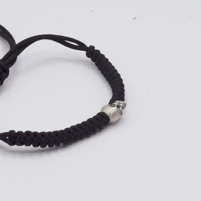 Pulsera Plata Macramé Calavera