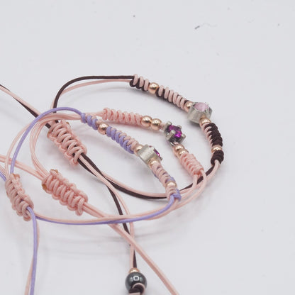 Pulsera Plata Macramé Grapas Circonita