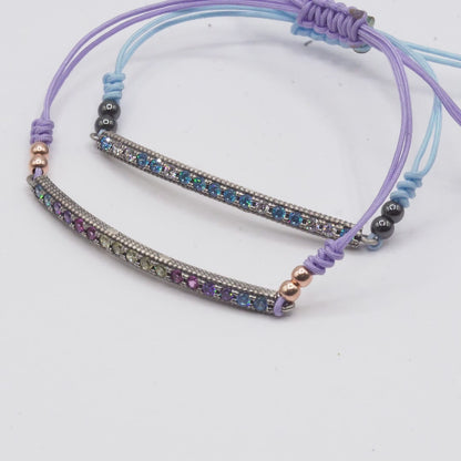 Pulsera Plata Macramé Tira Circonita
