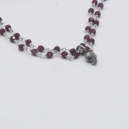 Pulsera Plata Calavera Rosario