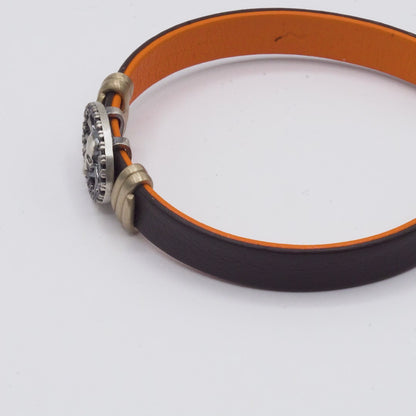 Pulsera Cuero Plata Calaveras