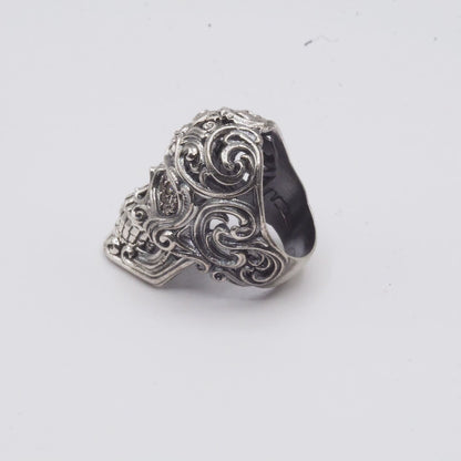 Anillo Calavera Barroca Grande Plata