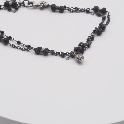 Pulsera Plata Calavera Rosario