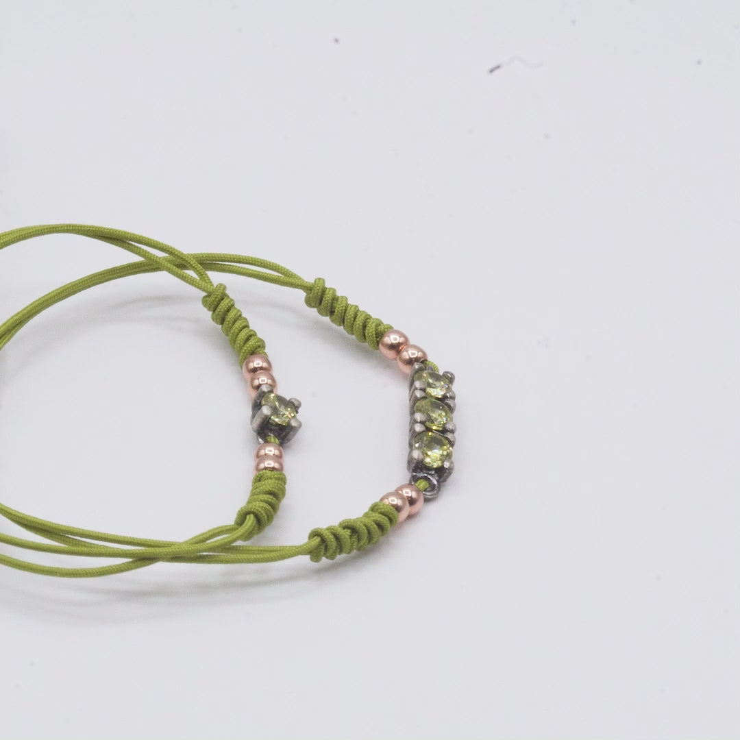 Pulsera Plata Macramé Grapas Circonita