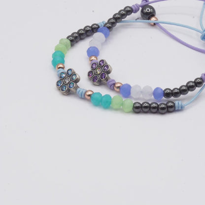 Pulsera Plata Macramé Flor Pequeña