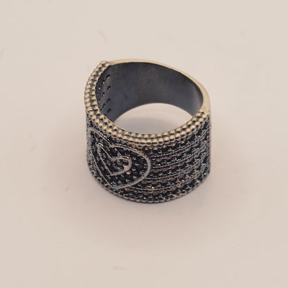 Anillo Ancho Plata Corazón