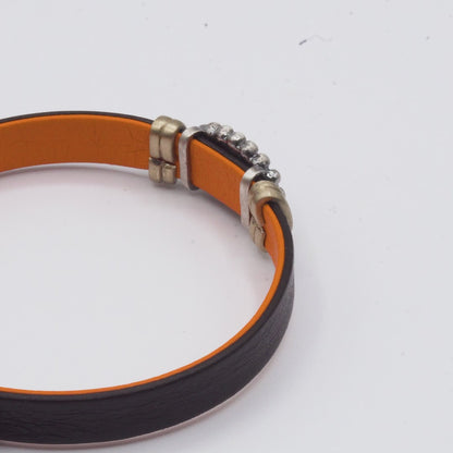 Pulsera Cuero Plata Calaveras