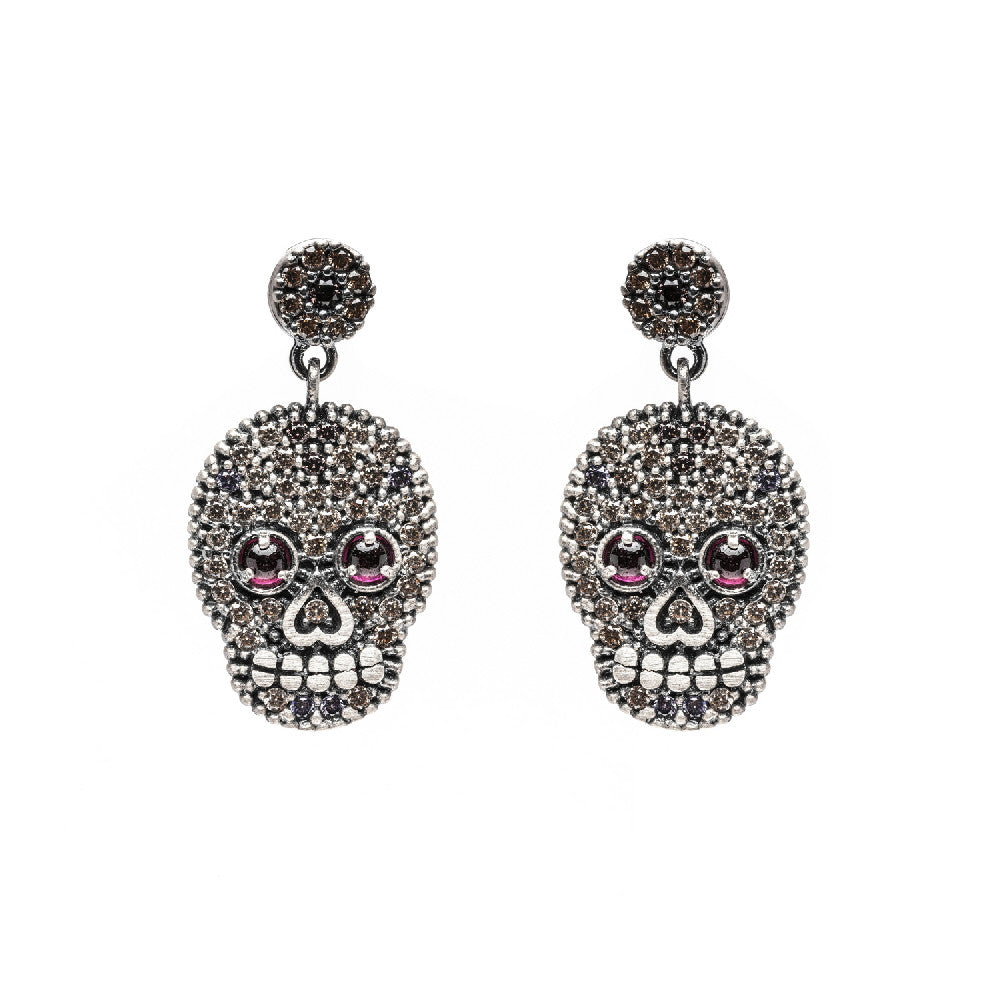 Pendientes plata calavera