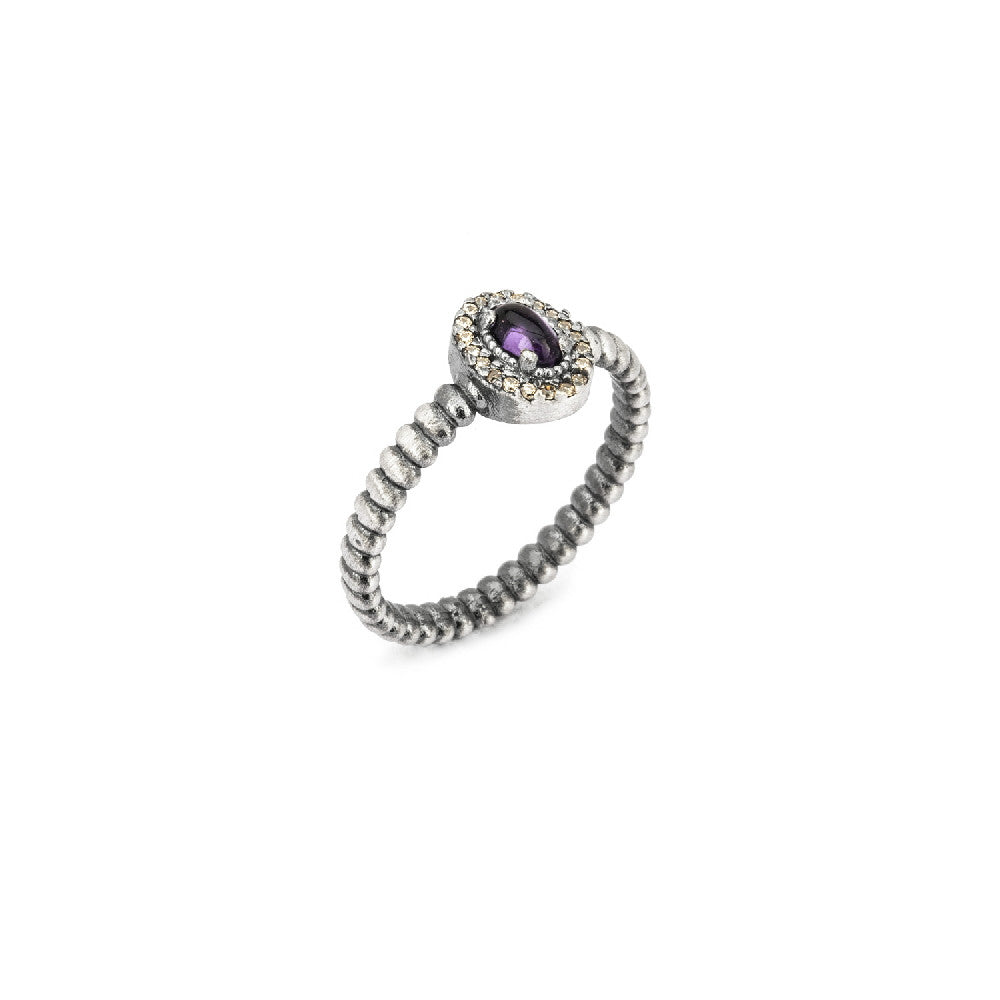 15322-2 ANILLO PLATA AMATISTA Y CIRCONITA CAVA.