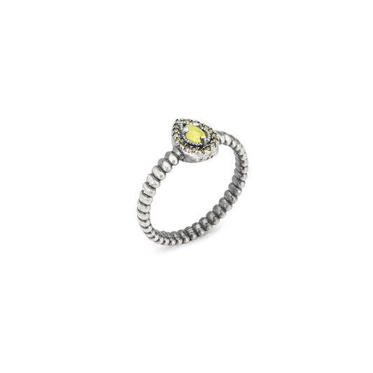 15323-2 ANILLO PLATA OJO DE GATO VERDE Y CIRCONITA VERDE OLIVA.