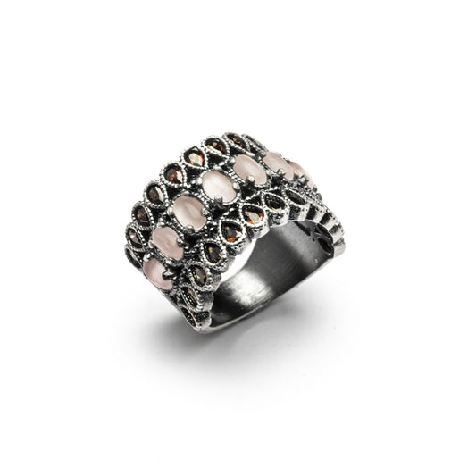 15462 ANILLO PLATA OJO DE GATO ROSA, CIRCONITA BROWN