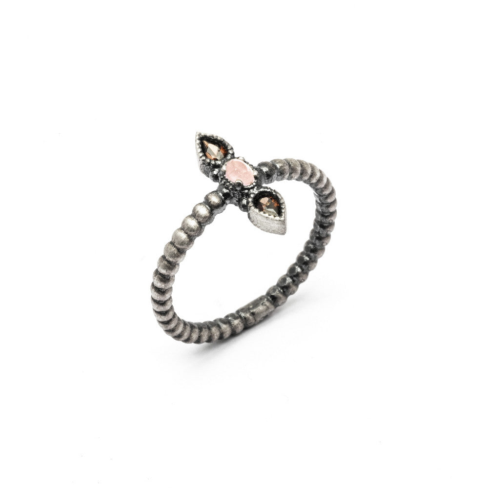 15475 ANILLO PLATA OJO DE GATO ROSA, CIRCONITA BROWN