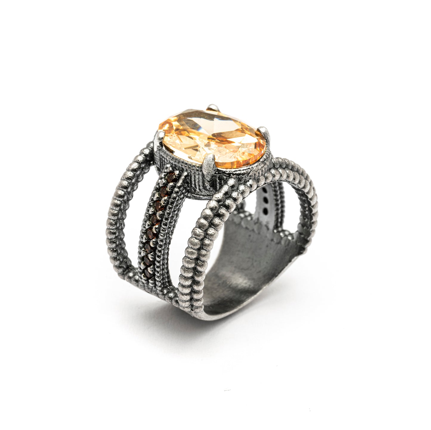 15515 ANILLO ANCHO PLATA CIRCONITA CAVA, CIRCONITAS BROWN